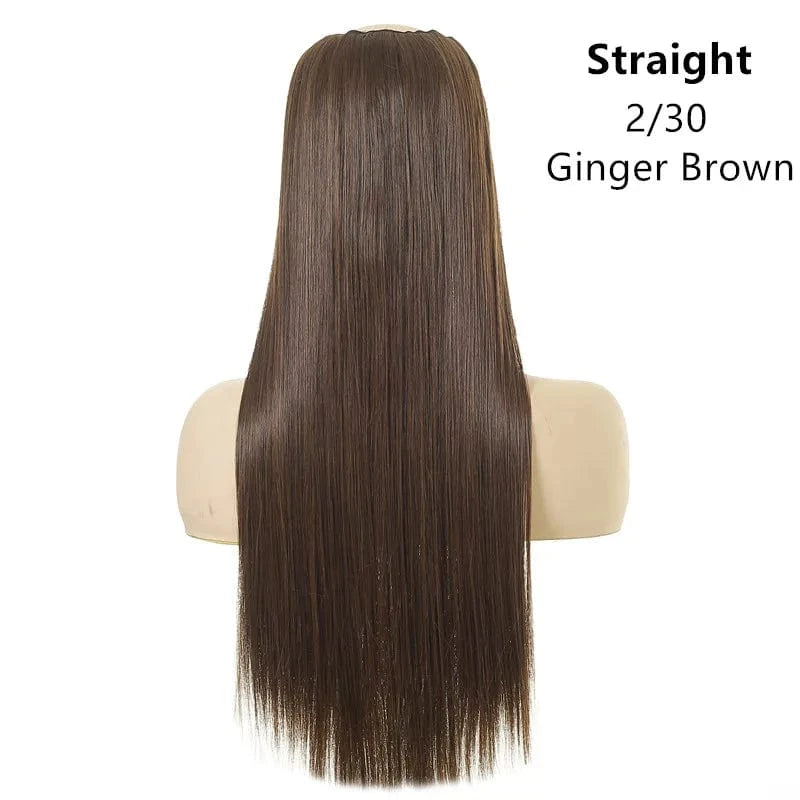 24 Inches / 2/30 SARLA 24" High Quality Hair Extension Supplies Best Synthetic Fiber Straight Clip In Hair Extensions Cheap U Part Wig For Women