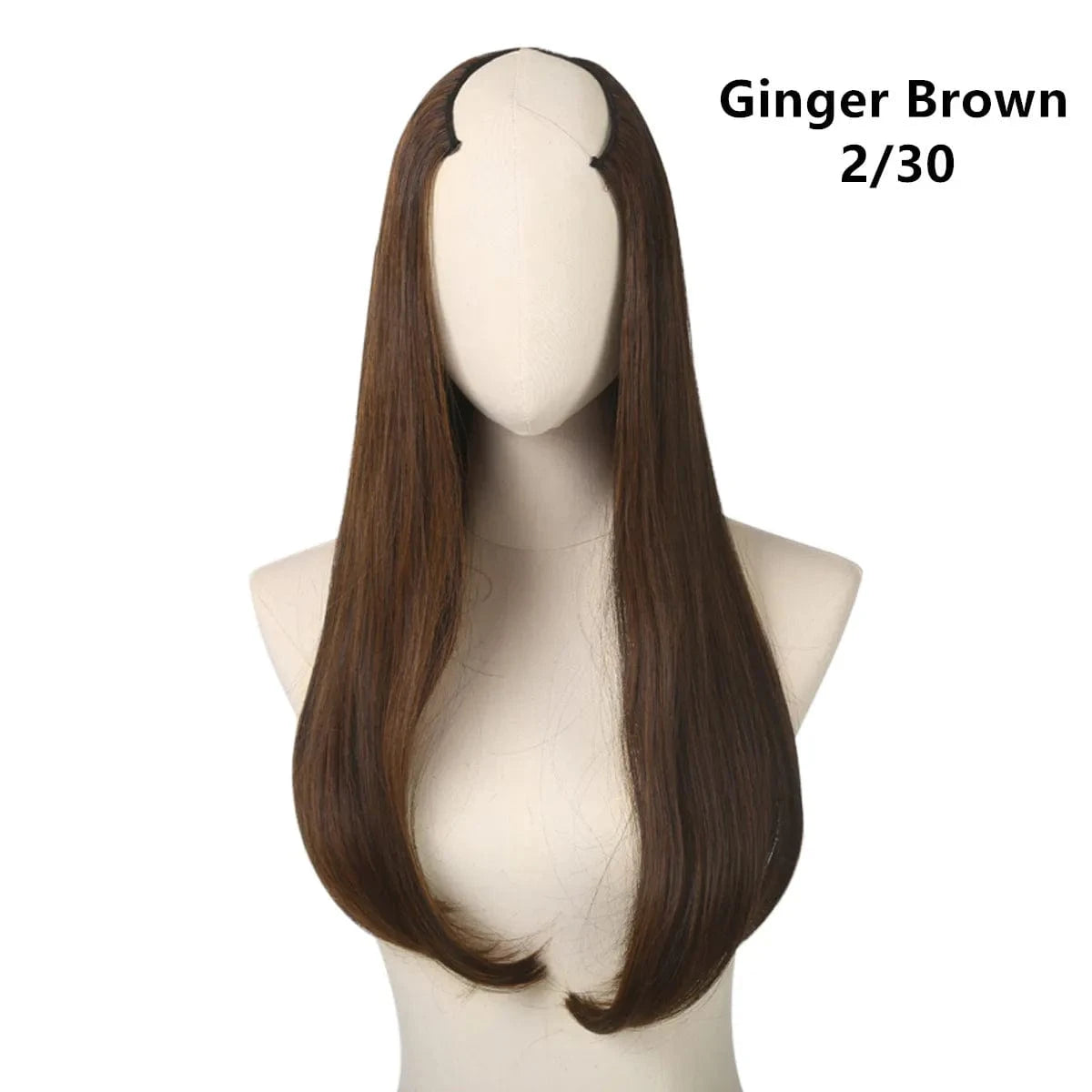 24 Inches / 2/30 Wholesale 24" Long Straight Best Hair Cheap Synthetic Invisible Clip In Hair Extension Products China U Part Half Wig For Women
