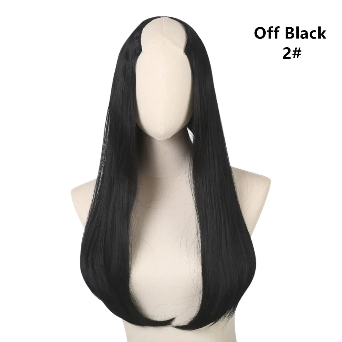 24 Inches / 2# Wholesale 24" Long Straight Best Hair Cheap Synthetic Invisible Clip In Hair Extension Products China U Part Half Wig For Women