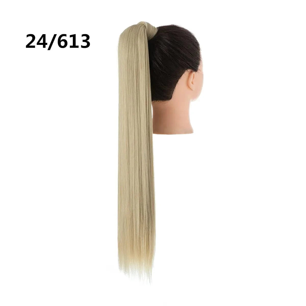24 Inches / 24/613 Wholesale High Quality 24 Inch Synthetic Fiber Silky Straight Colorful  Wrap Around Hair Ponytail Extension Wig For White Women