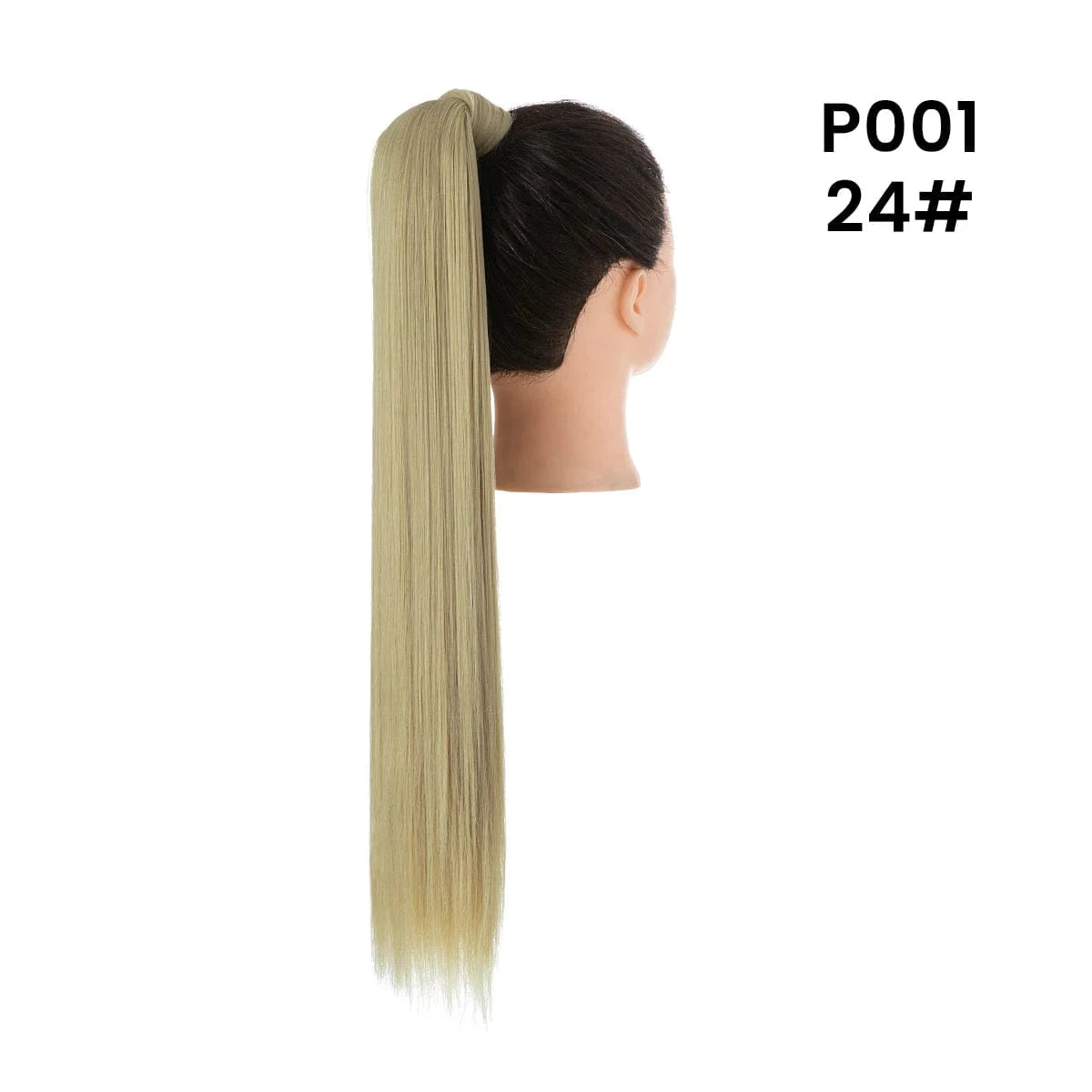 24 Inches / 24# Wholesale High Quality 24 Inch Synthetic Fiber Silky Straight Colorful  Wrap Around Hair Ponytail Extension Wig For White Women