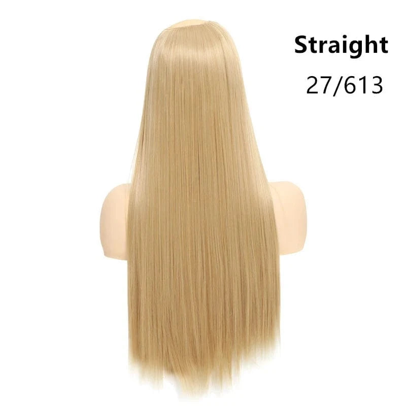 24 Inches / 27/613 SARLA 24" High Quality Hair Extension Supplies Best Synthetic Fiber Straight Clip In Hair Extensions Cheap U Part Wig For Women
