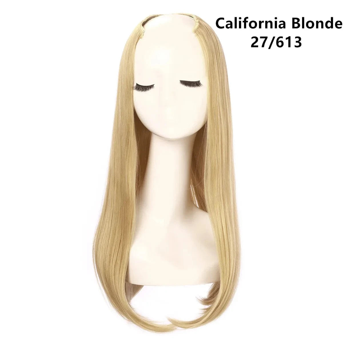 24 Inches / 27/613 Wholesale 24" Long Straight Best Hair Cheap Synthetic Invisible Clip In Hair Extension Products China U Part Half Wig For Women