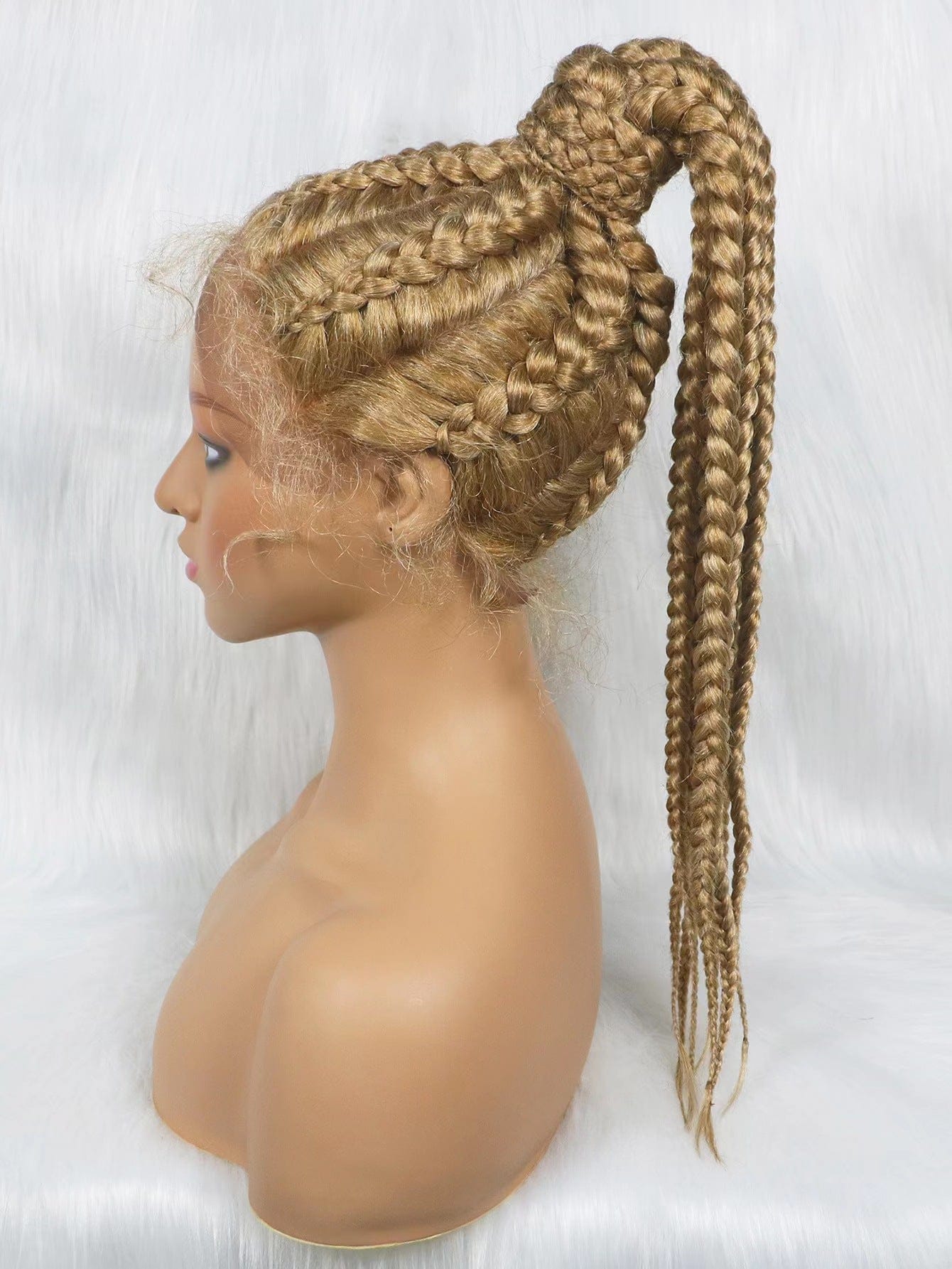 24 Inches / 27/613 Wholesale New 8 Parts Braids Ponytail Wigs Corn Row Box Braided Synthetic Lace Front Wigs Soft Knotless Fiber Hair Braid Wigs