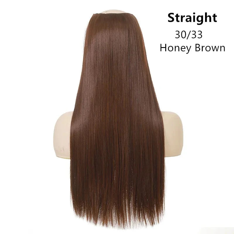 24 Inches / 30/33 SARLA 24" High Quality Hair Extension Supplies Best Synthetic Fiber Straight Clip In Hair Extensions Cheap U Part Wig For Women