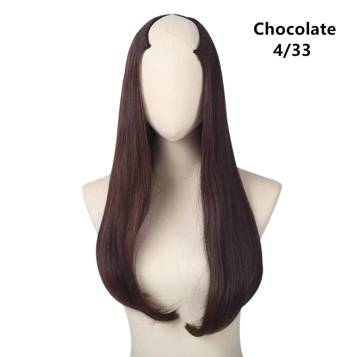 24 Inches / 4/33 Wholesale 24" Long Straight Best Hair Cheap Synthetic Invisible Clip In Hair Extension Products China U Part Half Wig For Women