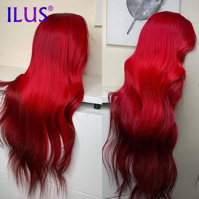 24 Inches / 520# Hot Sale Free Shipping Wig Red Colored 200 Body Wave 30Inch 13x4 Lace Front Human Hair Wigs For Black Women HD Lace Frontal Wigs