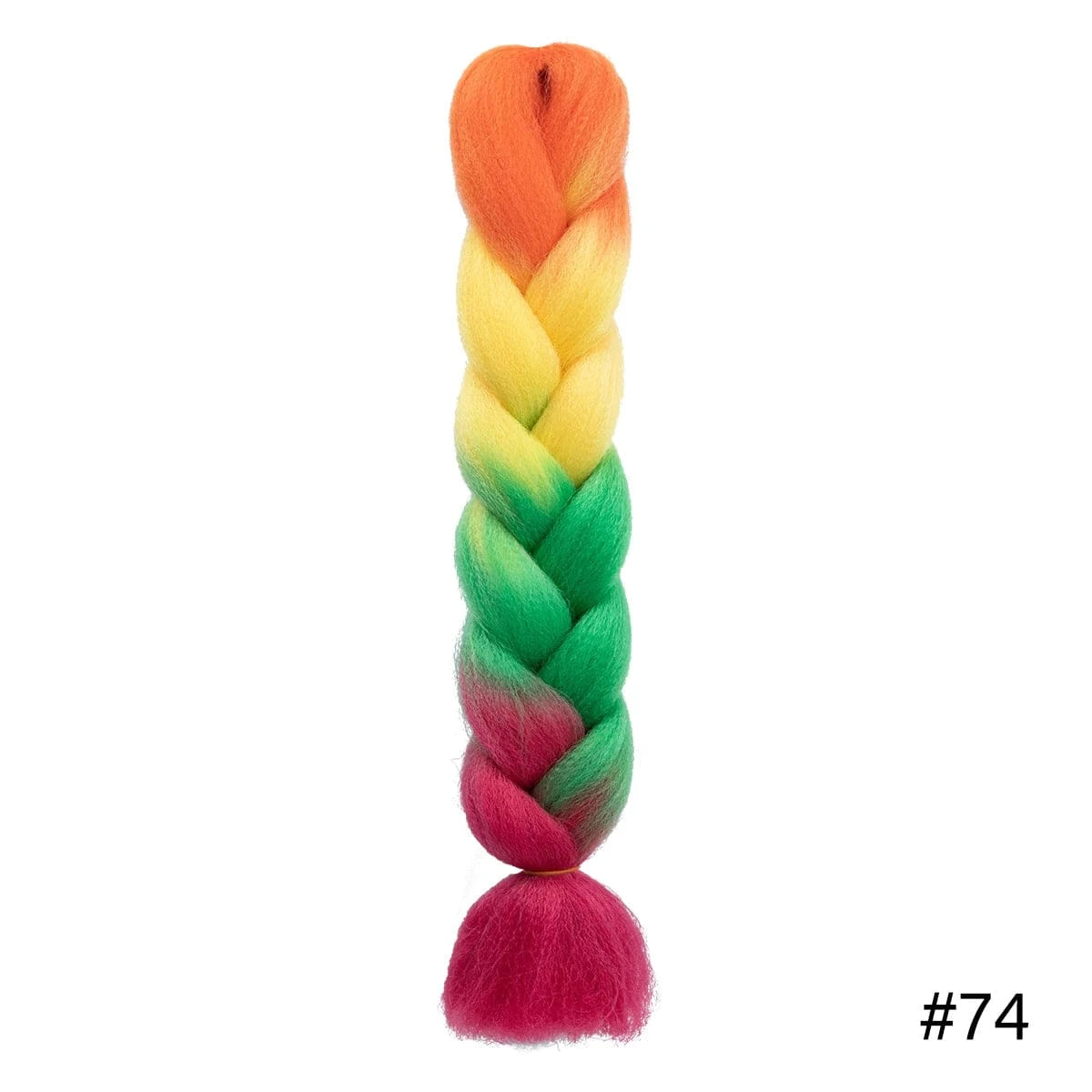 24 Inches / 74 Wholesale 24" 100G Pre Stretched Yaki Easy Synthetic Soft Jumbo Ghana Ultra Braids Crotchet 3 Tone Ombre Rainbow Braiding Hair