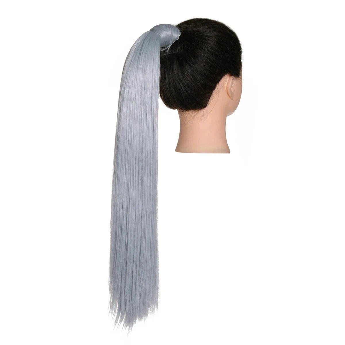 24 Inches / Gray Wholesale High Quality 24 Inch Synthetic Fiber Silky Straight Colorful  Wrap Around Hair Ponytail Extension Wig For White Women