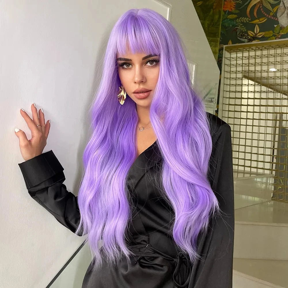 24 Inches / lc6123 Wholesale 24" Cheap Natural Synthetic Full Lace Wig Vendor Kinky Curly Pixie Cut Pink Long Hair Wigs With Bangs For Women