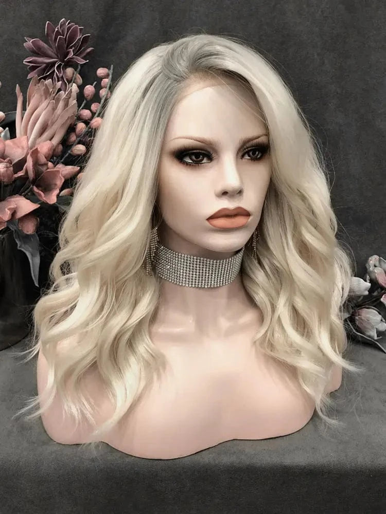 24 Inches / NQ8-C192-GL Wholesale Heat Resistant 24inch short waves multicolor Fiber Cosplay Luxury Synthetic Lace Front Wig For Women Grag Wigs