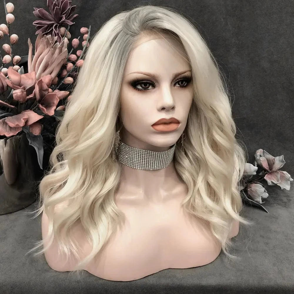 24 Inches / NQ8-C192-GL Wholesale Heat Resistant 24inch short waves multicolor Fiber Cosplay Luxury Synthetic Lace Front Wig For Women Grag Wigs
