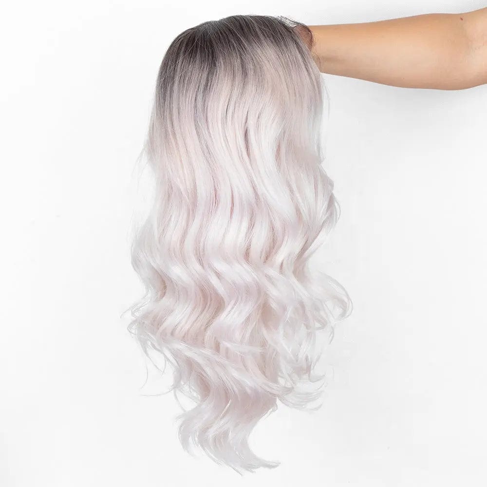 Pink Middle Part Baby Pink White Long Wavy Middle Part Wig - SN Wigs & More