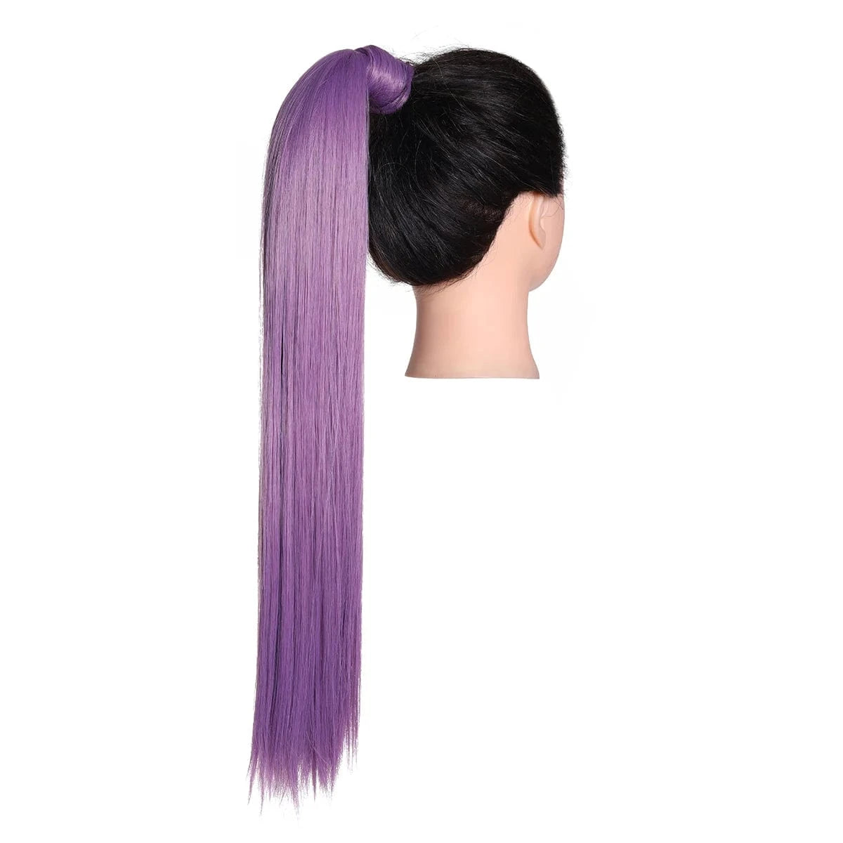 24 Inches / Purple Wholesale High Quality 24 Inch Synthetic Fiber Silky Straight Colorful  Wrap Around Hair Ponytail Extension Wig For White Women