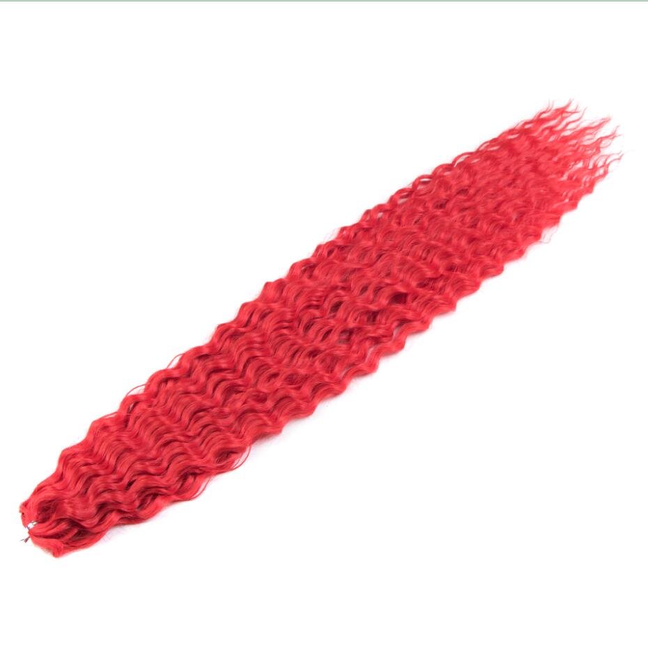 24 Inches / Red synthetic crochet Wholesale heat resistant Deep Wave 24 inches twist braiding hair bundles synthetic hair extension for women