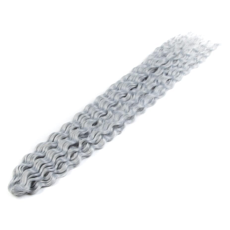 24 Inches / Sliver Wholesale colorful heat resistant Deep Wave no weft 24 inches twist braiding hair bundles synthetic hair extension for women