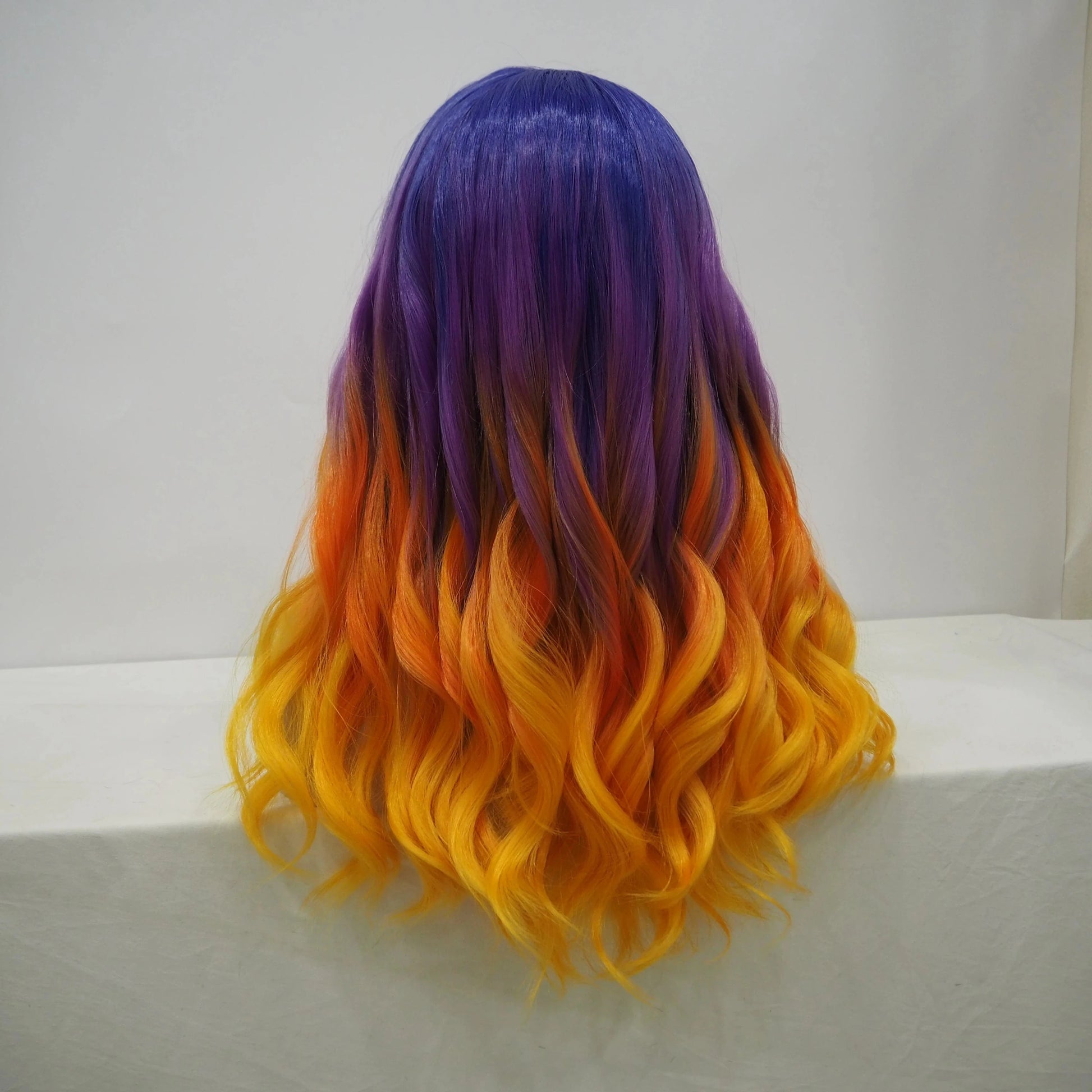 24 Inches / SQ02-2158-GL Celebrity Wig Cosplay Long Wave ombre  purple orange natural color Daily life Wearing matte  fiber Synthetic Lace front Wigs