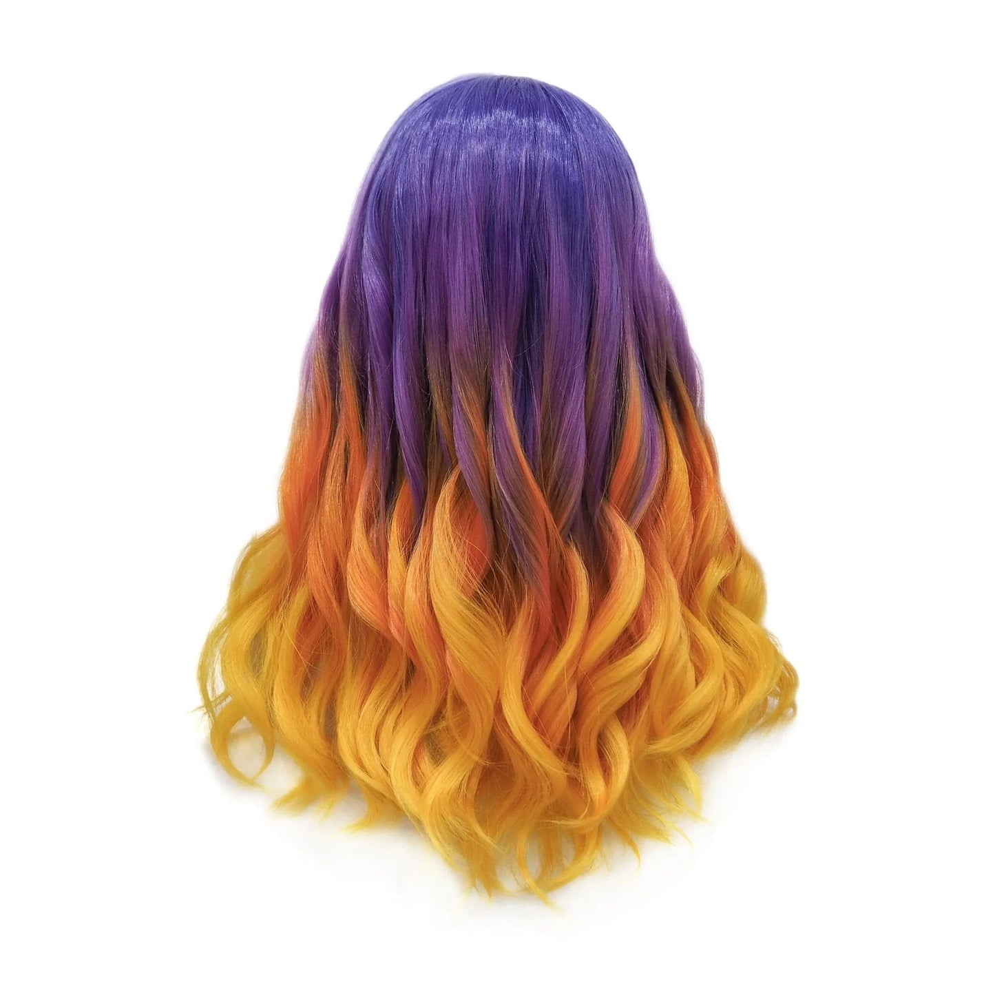 24 Inches / SQ02-2158-GL Celebrity Wig Cosplay Long Wave ombre  purple orange natural color Daily life Wearing matte  fiber Synthetic Lace front Wigs