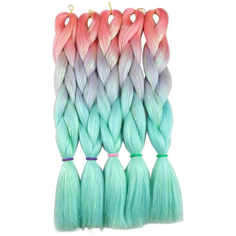 24inch folded / MT4-2 Wholesale  BY Express DHL 200packs  100g 24" 60cm BUBBLEGUM LIGHT MAUVE Synthetic Jumbo Braid Mixed Metallic Glitter Twinkl