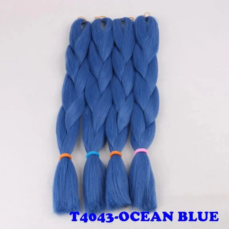 24INCH FOLDED / T4043 24" 60cm Folded 80grams  Rainbow color(1001-T2356) Bubblegum Pink Blue jumbo braid 100 synthetic braiding hair