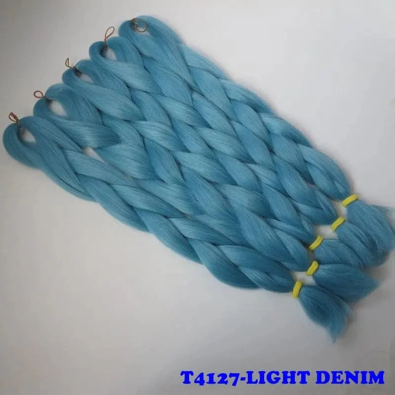 24INCH FOLDED / T4127 24" 60cm Folded 80grams  Rainbow color(1001-T2356) Bubblegum Pink Blue jumbo braid 100 synthetic braiding hair