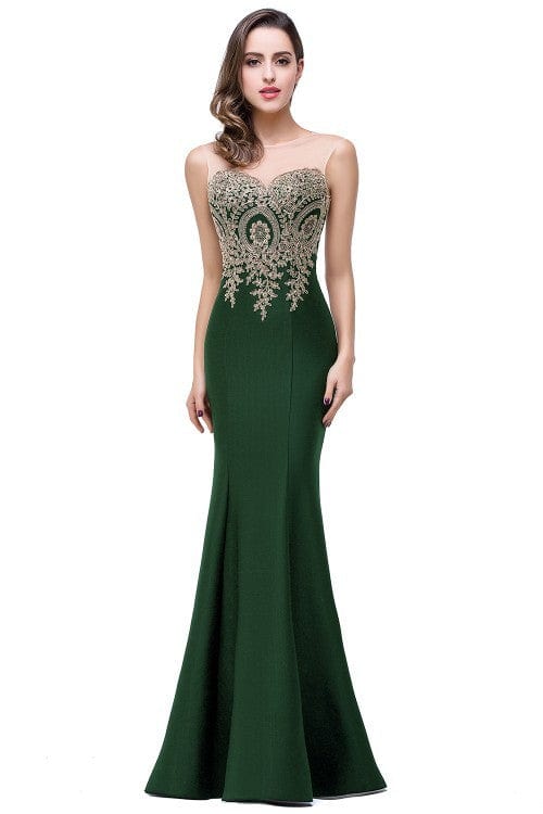 24W / green / Floor Length Banquet evening dress European and American sexy fishtail long backless long party dress drop shipping fulfill
