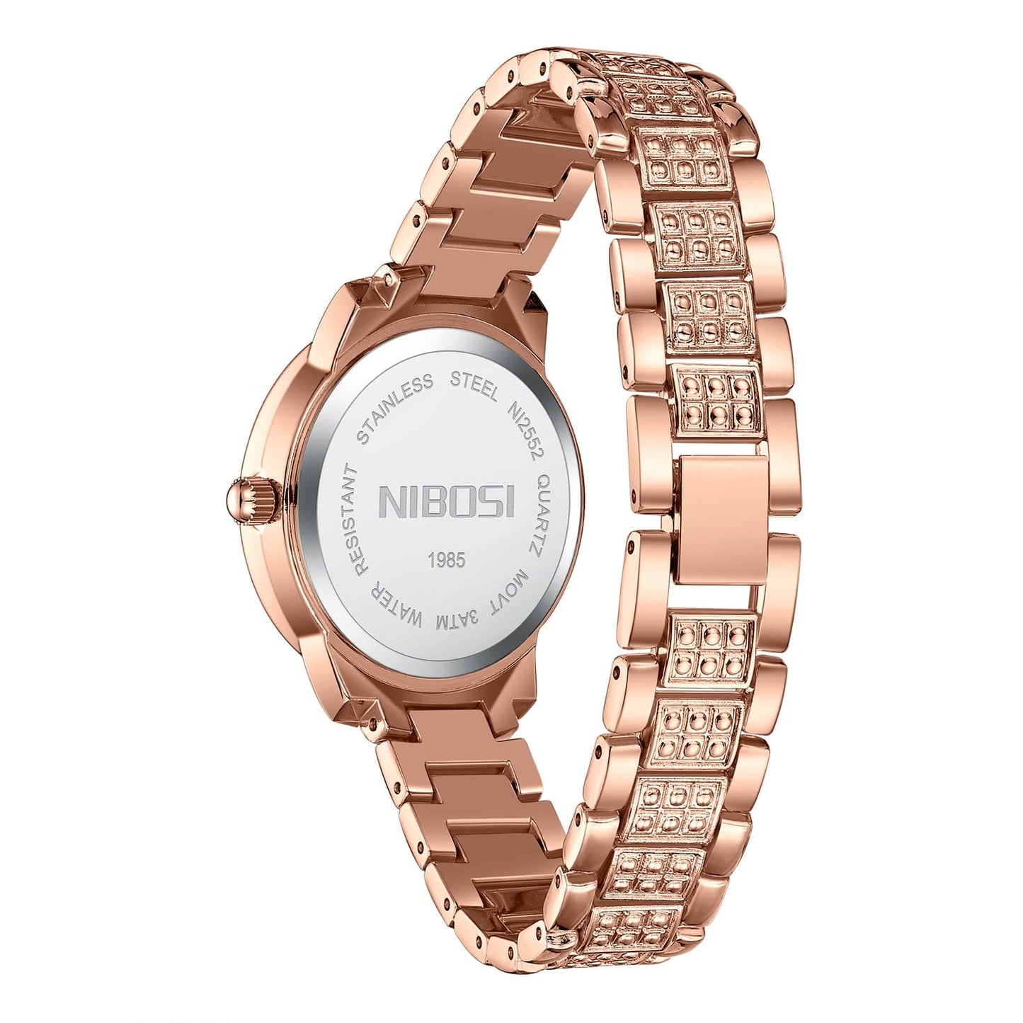 2552 / Rose gold NIBOSI 2552 Luxury Roman numeral Full of Diamonds Ladies Quartz Watch Women Wristwatches