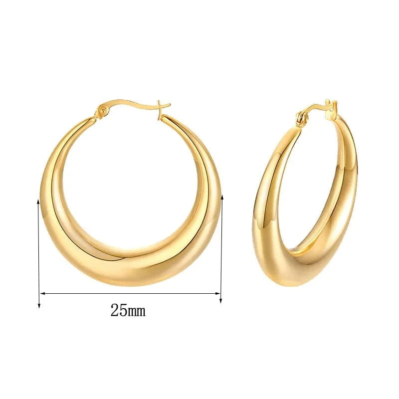 25mm  gold Hoop  18k gold plated copper earrings fashion jewelry earrings silver round high quality gold hoop earrings