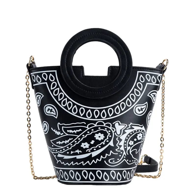 25X21X13CM / black High Quality PU Leather Crossbody Bandana Bag Luxury Handbags for Girl Bucket Bag Women Ladies Designer Bandana Purse