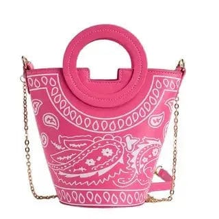 25X21X13CM / Pink High Quality PU Leather Crossbody Bandana Bag Luxury Handbags for Girl Bucket Bag Women Ladies Designer Bandana Purse