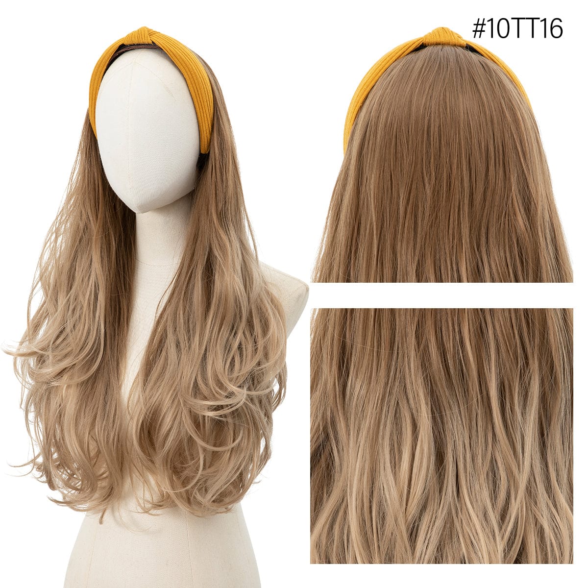 26 Inches / 10TT16 SARLA Synthetic Curly Ombre Elastic Hairband Wigs With Headband Attached Colored Long Pixie Headband Wig Girl Headband Bow