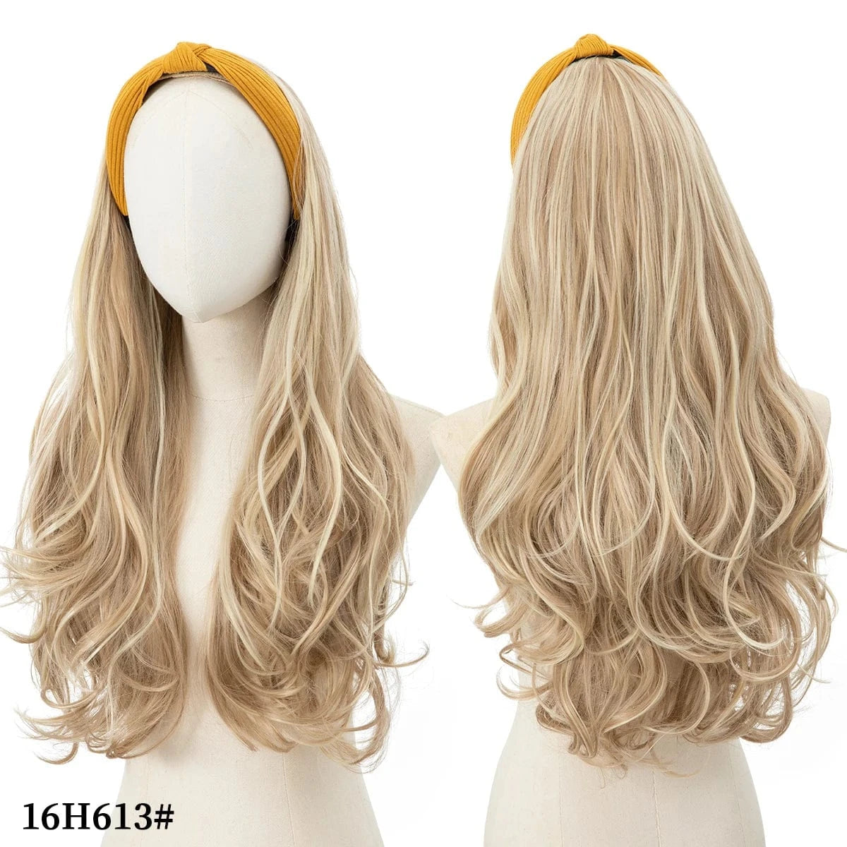 26 Inches / 16H613 SARLA wholesale Synthetic Fiber Natural Curly Elastic Girl Hair Headband Bow Attached Colored Long Pixie Headband Wig