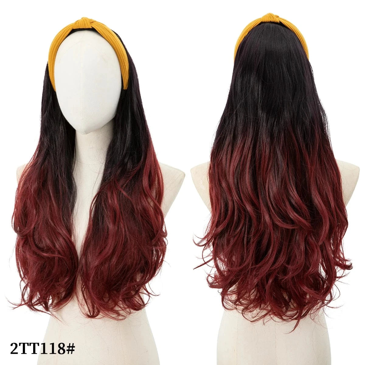 26 Inches / 2TT118 SARLA wholesale Synthetic Fiber Natural Curly Elastic Girl Hair Headband Bow Attached Colored Long Pixie Headband Wig