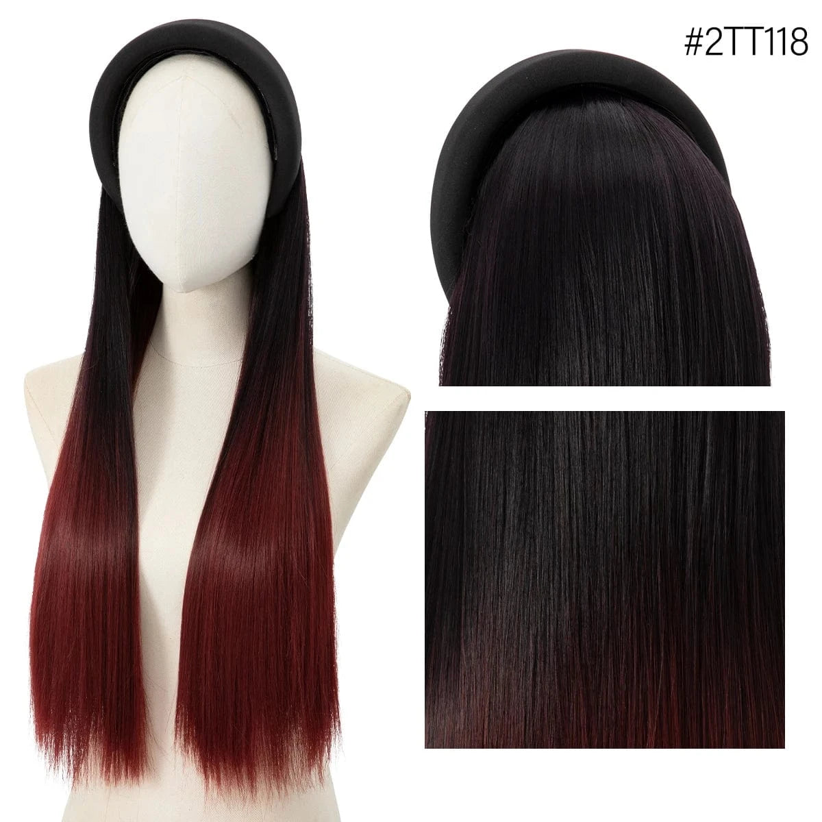 26 Inches / 2TT118 Wholesale 26"  Natural Headbands Wig Headband Hair Extension Wigs Long Ombre Kinky Straight Wig Synthetic For White Women