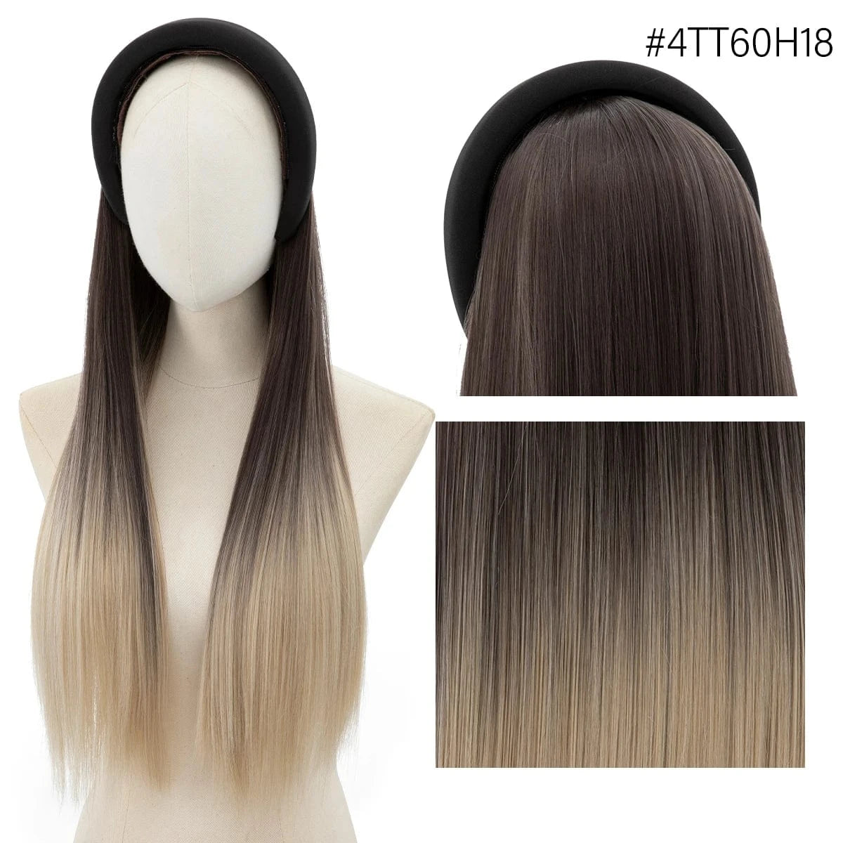 26 Inches / 4TT60H18 Wholesale 26"  Natural Headbands Wig Headband Hair Extension Wigs Long Ombre Kinky Straight Wig Synthetic For White Women