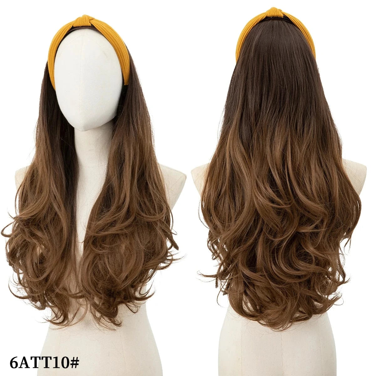 26 Inches / 6ATT10 SARLA wholesale Synthetic Fiber Natural Curly Elastic Girl Hair Headband Bow Attached Colored Long Pixie Headband Wig