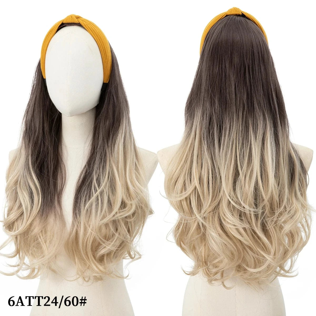 26 Inches / 6TT24/60 SARLA wholesale Synthetic Fiber Natural Curly Elastic Girl Hair Headband Bow Attached Colored Long Pixie Headband Wig