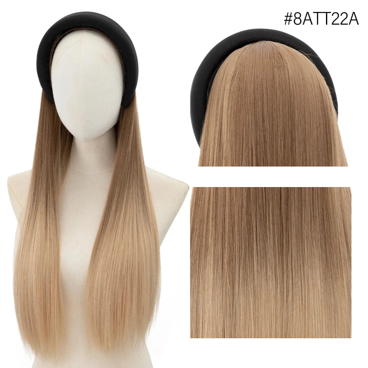 26 Inches / 8ATT22A Wholesale 26"  Natural Headbands Wig Headband Hair Extension Wigs Long Ombre Kinky Straight Wig Synthetic For White Women