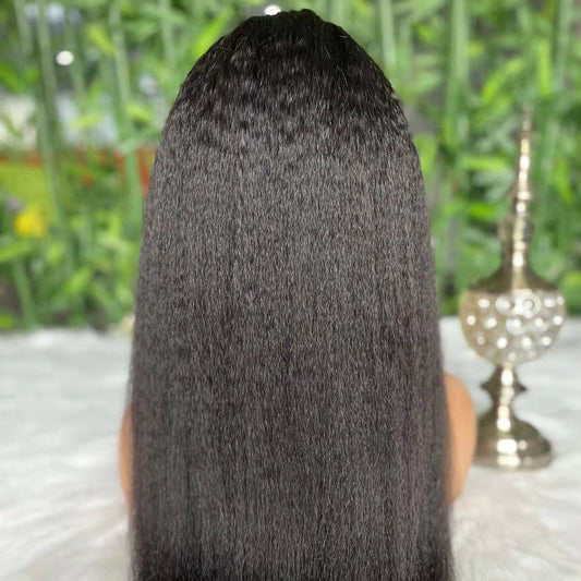 26 Inches / black 2023 In-stock promotion sale same-day delivery 4"x4" lace wig 26inch natural color kinky straight 150% density sell at low price