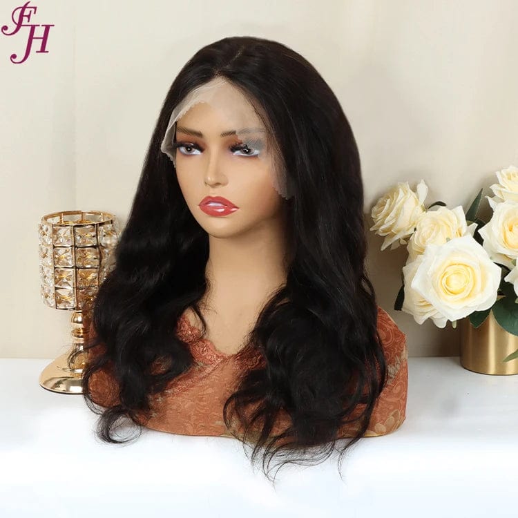 26 Inches / Body wave FH ready to ship 13*4 transparent lace front cuticle aligned virgin straight human hair wig for black women
