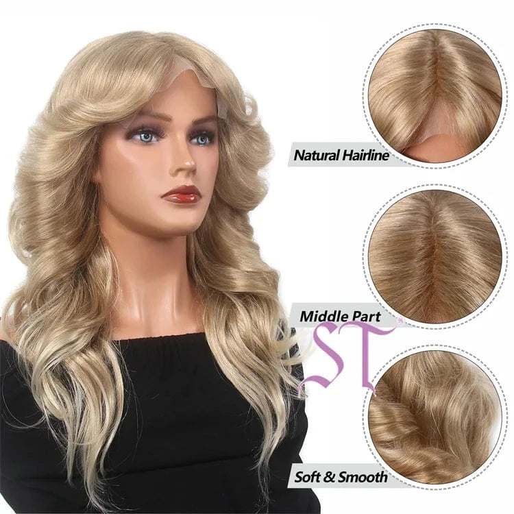 26 Inches / Brown Guangzhou Shenzhen Factory Wholesale Good Quality Thin HD Lace Frontal Synehthetic Wigs For Women