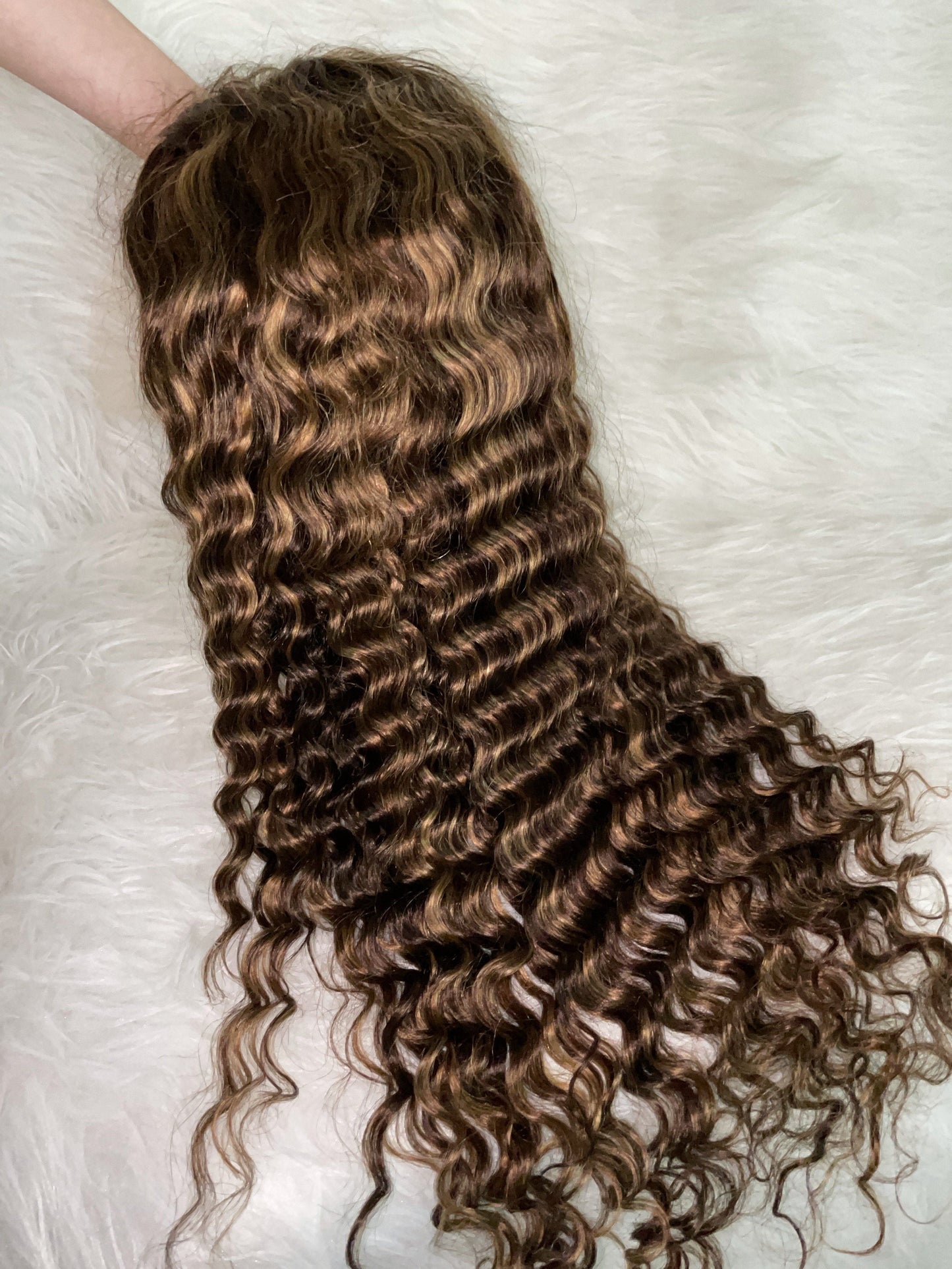 26 Inches / deep wave New piano colored swiss lace frontal Wig raw human hair 160% density ombre color highlight wig