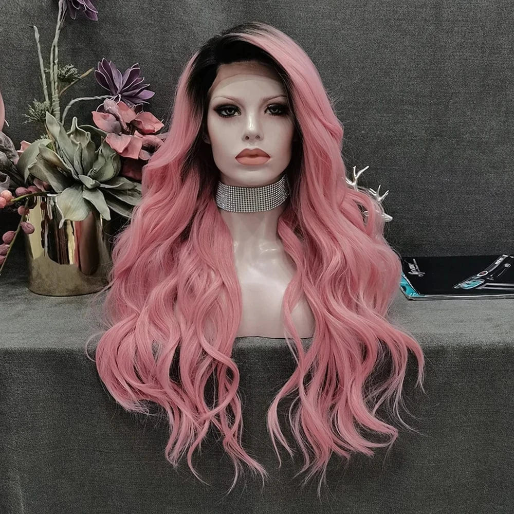 26 Inches / N15-T1/T2312-U Celebrity 150% Density Blond Ginger Lace Front Wig Synthetic Hair Wigs With Natural Hairline