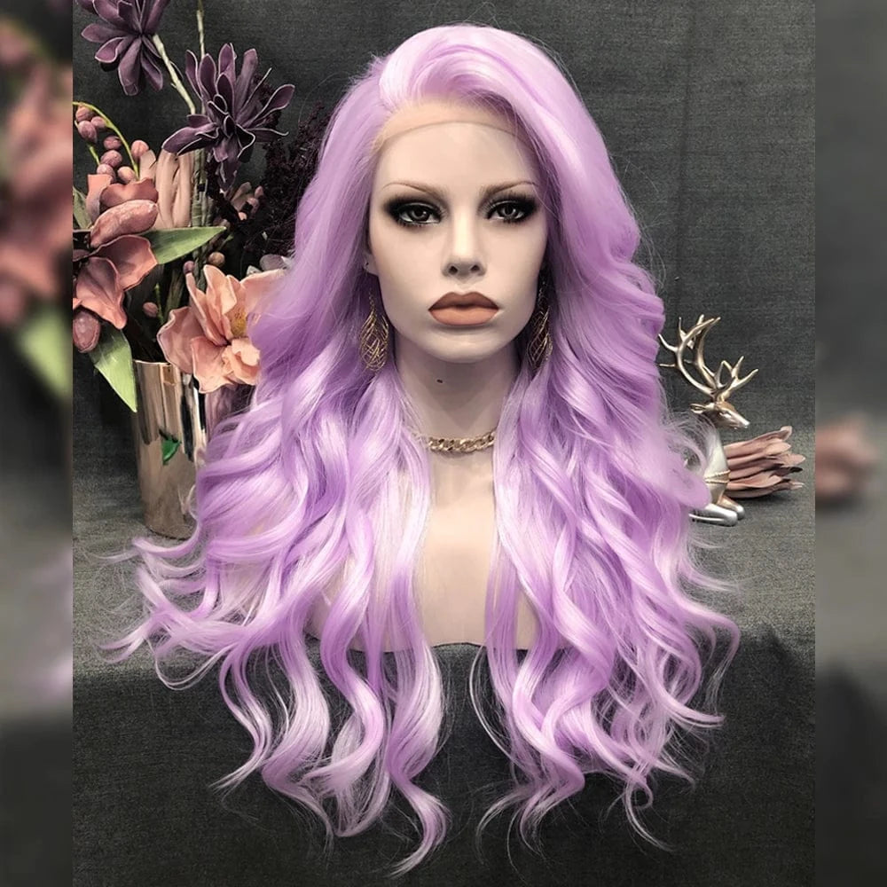 26 Inches / N15-TF2403A Celebrity 150% Density Blond Ginger Lace Front Wig Synthetic Hair Wigs With Natural Hairline