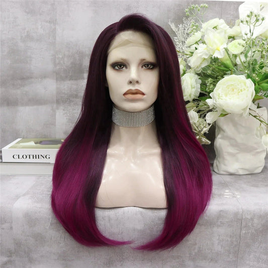 26 Inches / N2-PT4/BURG2 Celebrity 150% Density Synthetic Hair With Natural Hairline Wholesale Lace Front Wig