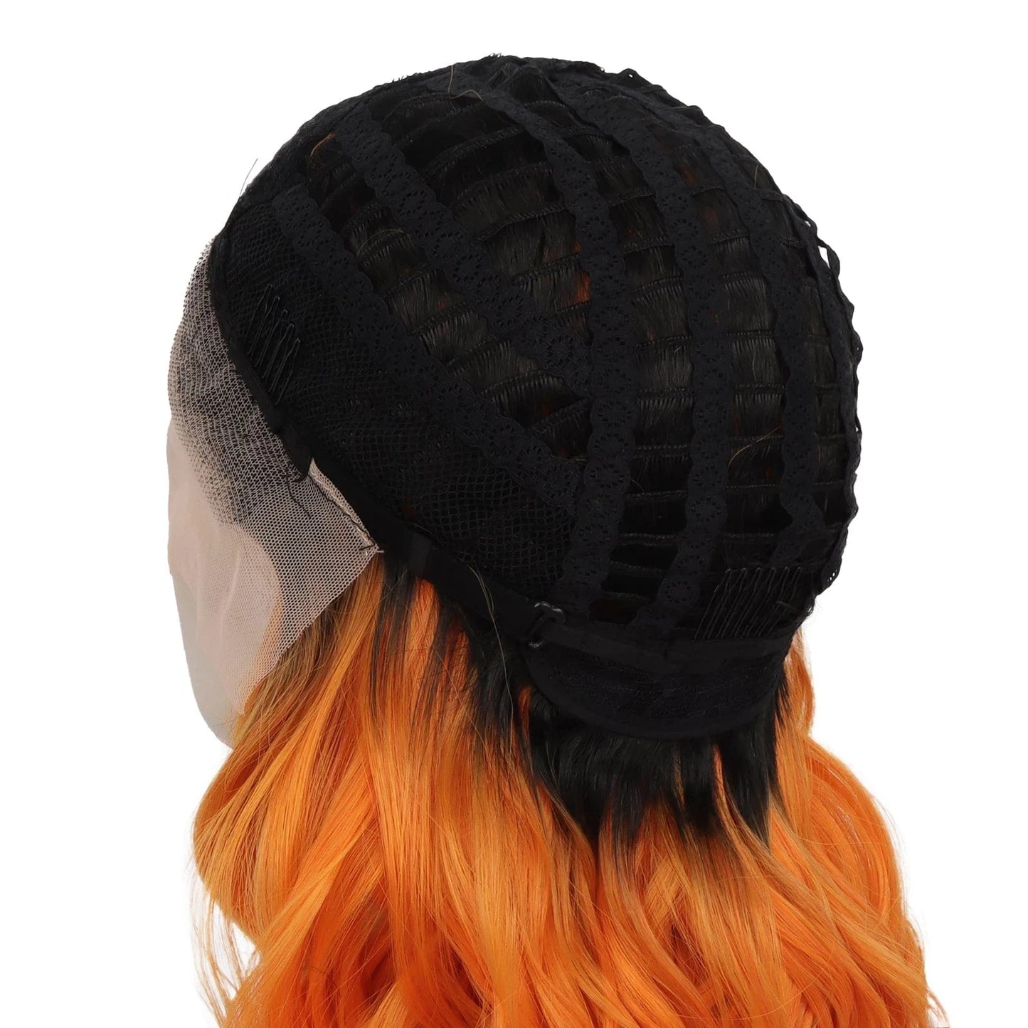 26 Inches / N31-T1/3200/2316-GL Celebrity Wig ombre  orange Curly Daily life Wearing futura Henlon fiber  Lace front cheap synthetic Wigs