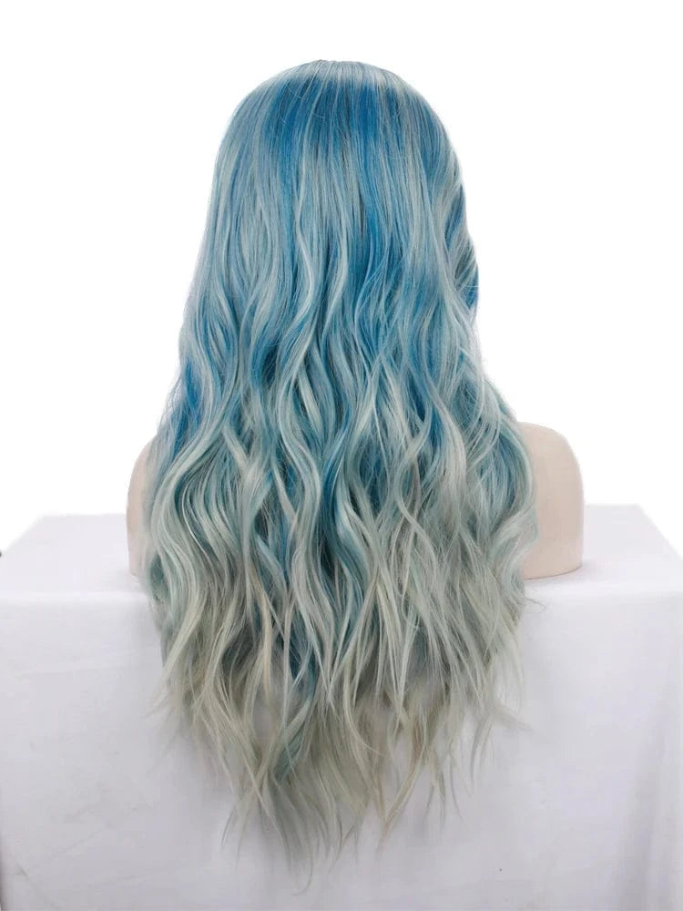 26 Inches / N31-T4516/4503/4330-GL Celebrity Wig ombre  silver blue orange Curly Daily life Wearing futura Henlon fiber  Lace front cheap synthetic Wigs