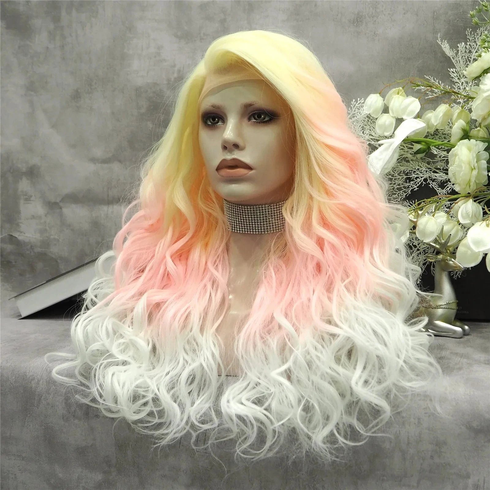26 Inches / Noctilucent06-C208-GL Celebrity Wholesale curls  Natural Wavy Long Heat Resistant Synthetic hair Wigs for Women glow in the dark wig