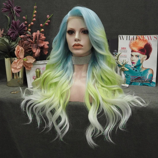 26 Inches / Picture color Celebrity Wig Synthetic Hair Wigs Heat Resistant fiber Mixed with Tinsel Fiber Premium Synthetic Cosplay Wigs