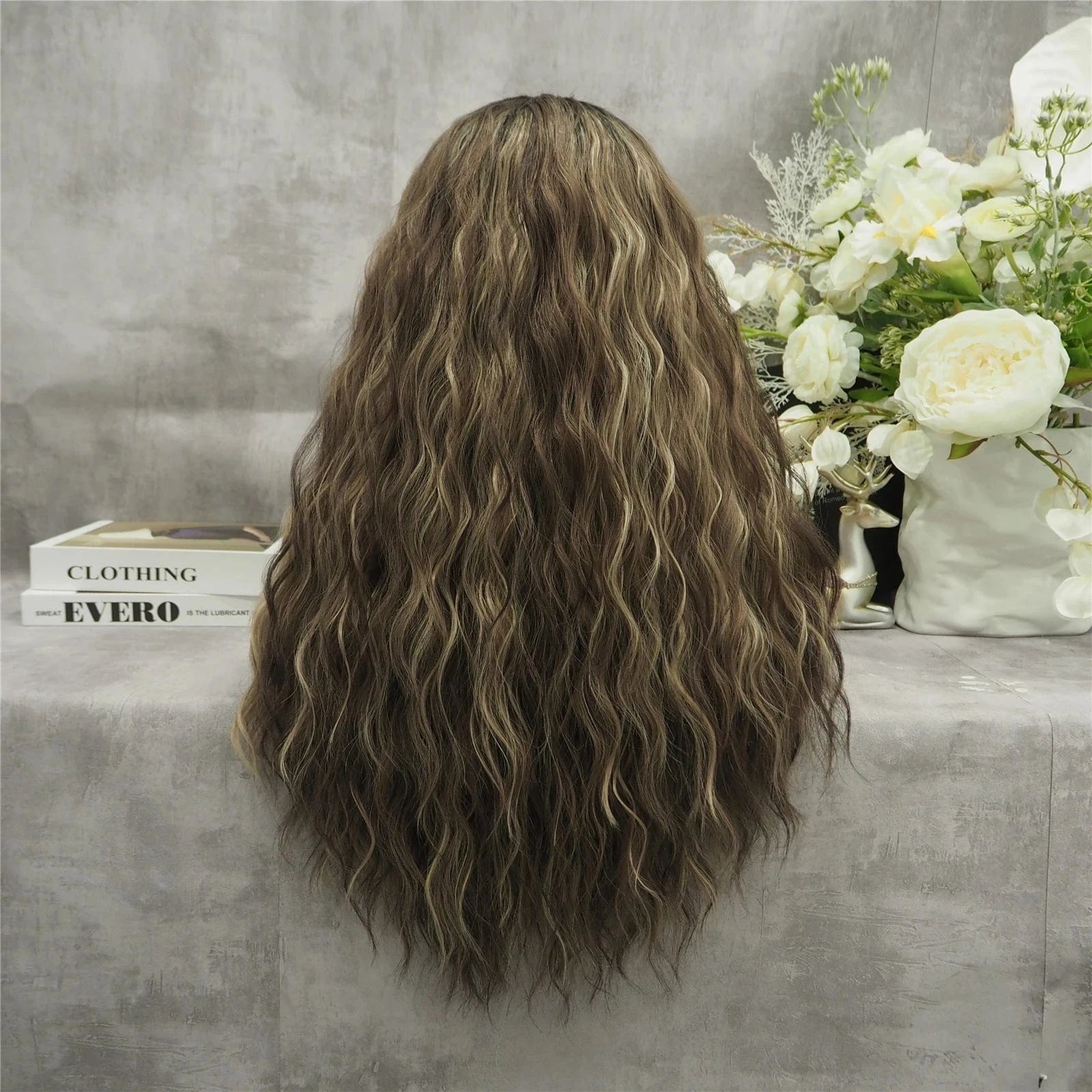 26 Inches / S-W88368-2005-GL Celebrity Wig Cosplay 13*3 Long Curl natural color Daily life Wearing matte  fiber Synthetic Lace front Wigs